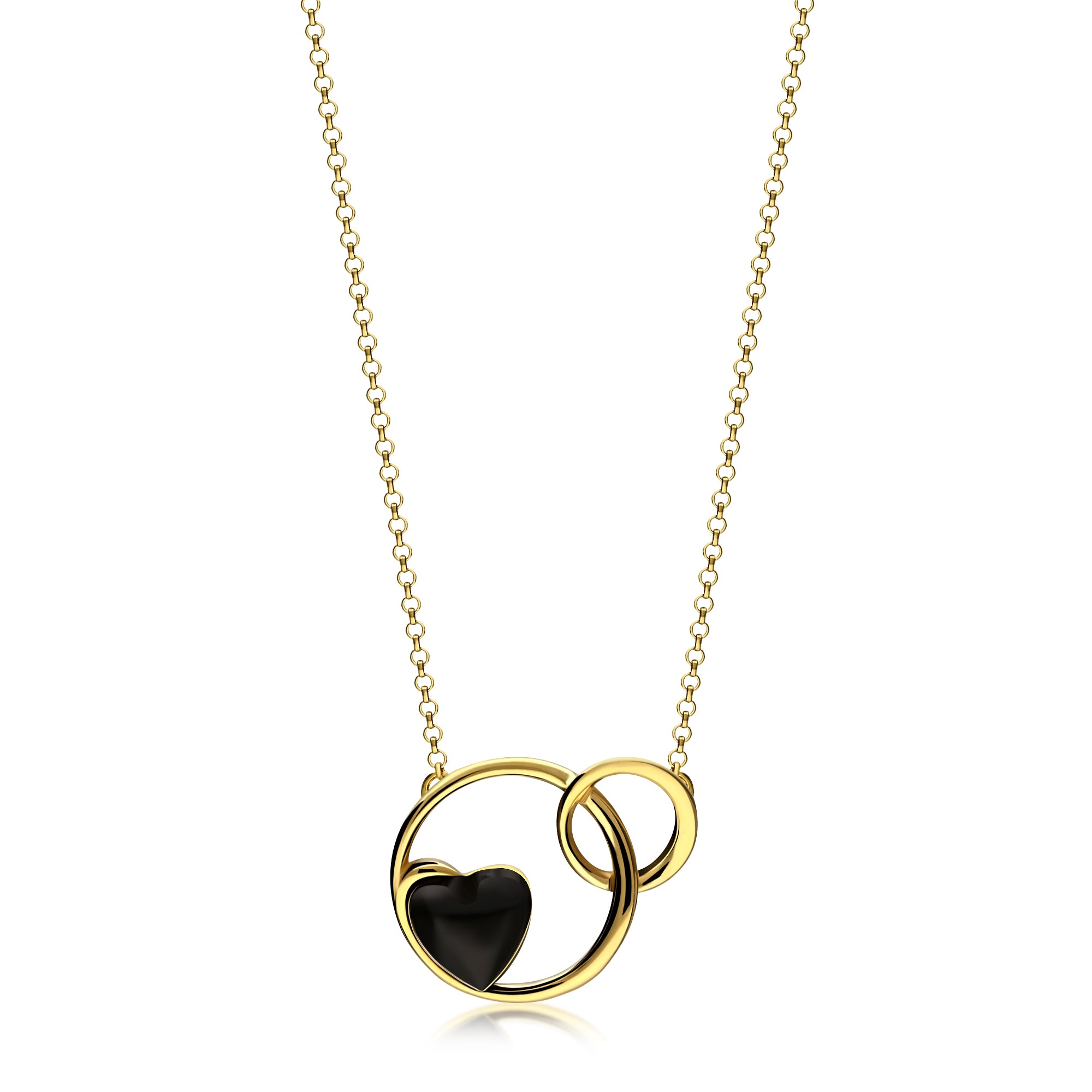 Gold Vermeil Whitby Jet Entwined Heart Necklace