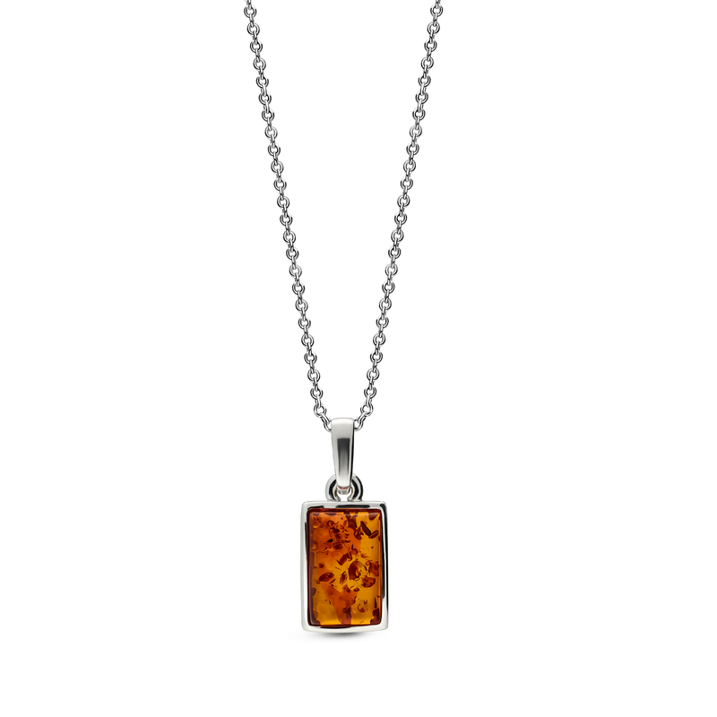 Sterling Silver Amber Rectangle Pendant