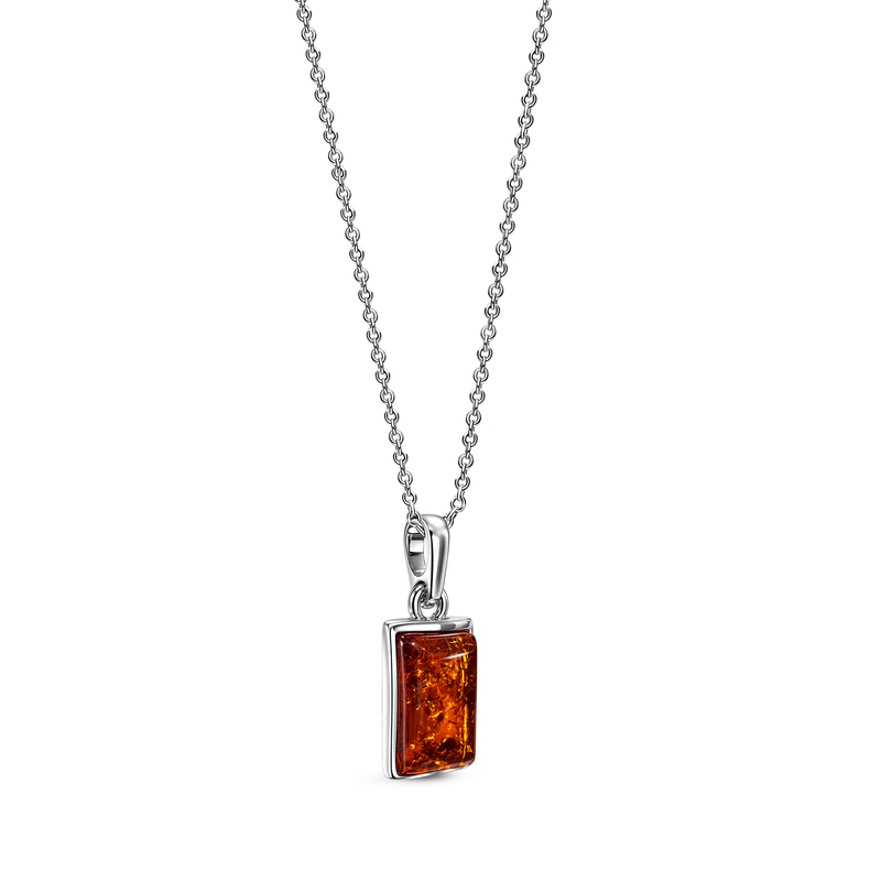 Sterling Silver Amber Rectangle Pendant