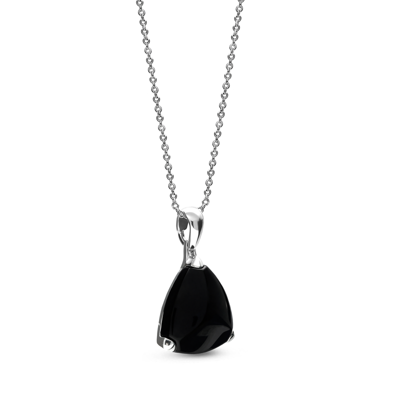 Sterling Silver Whitby Jet Large Claw-Set Triangle Pendant