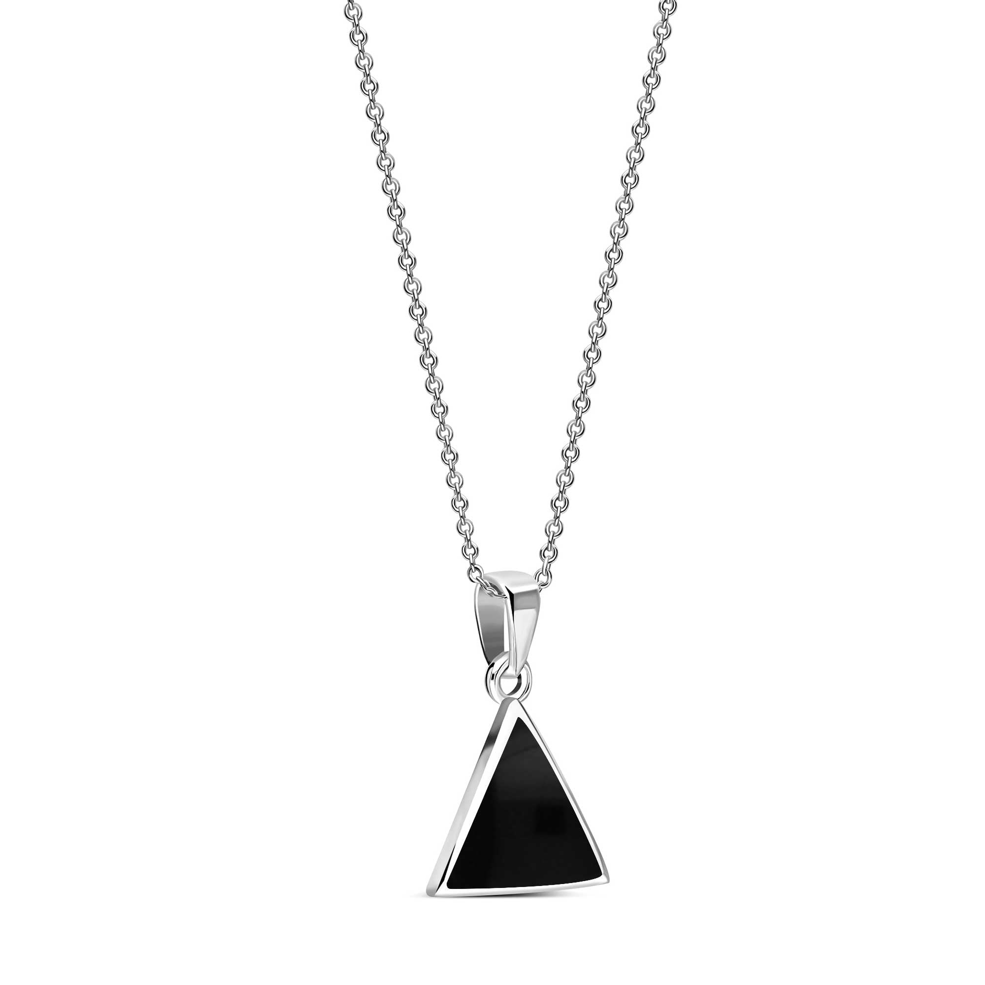 Sterling Silver Whitby Jet Triangle Pendant