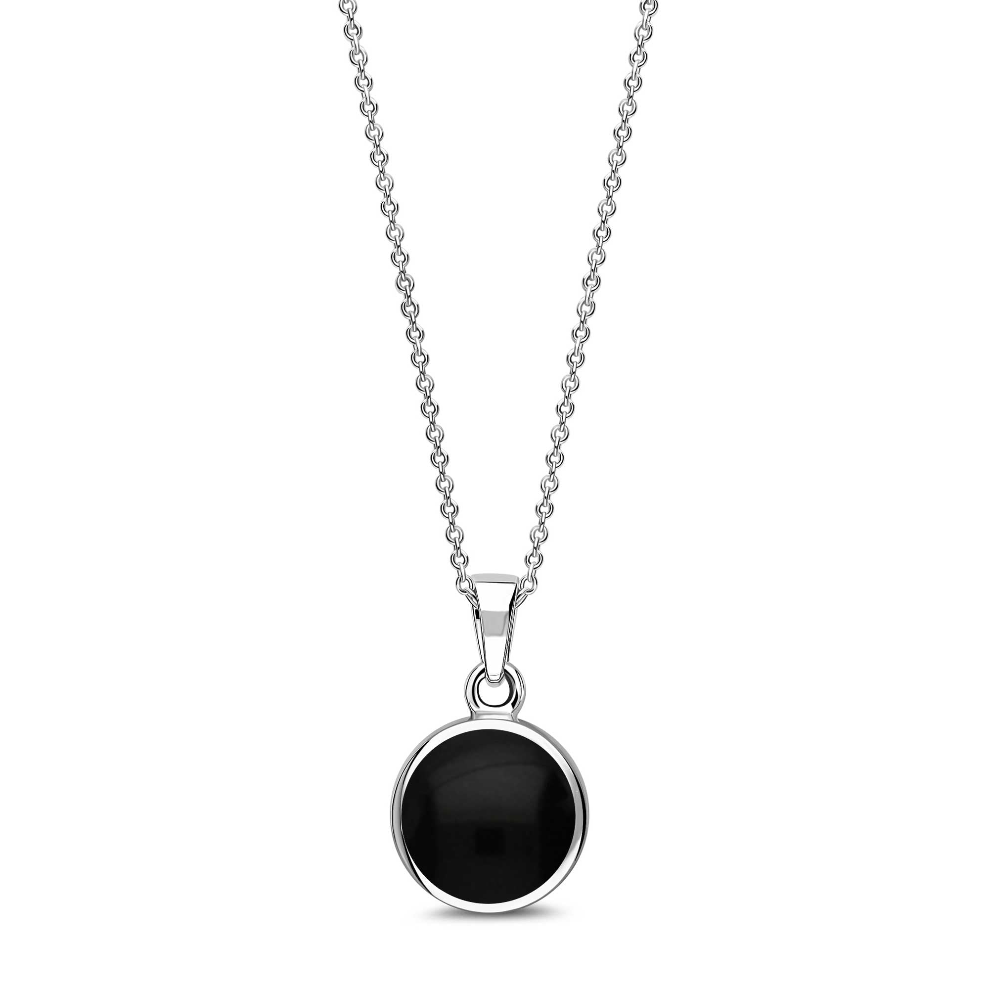 Sterling Silver Whitby Jet Small Round Pendant