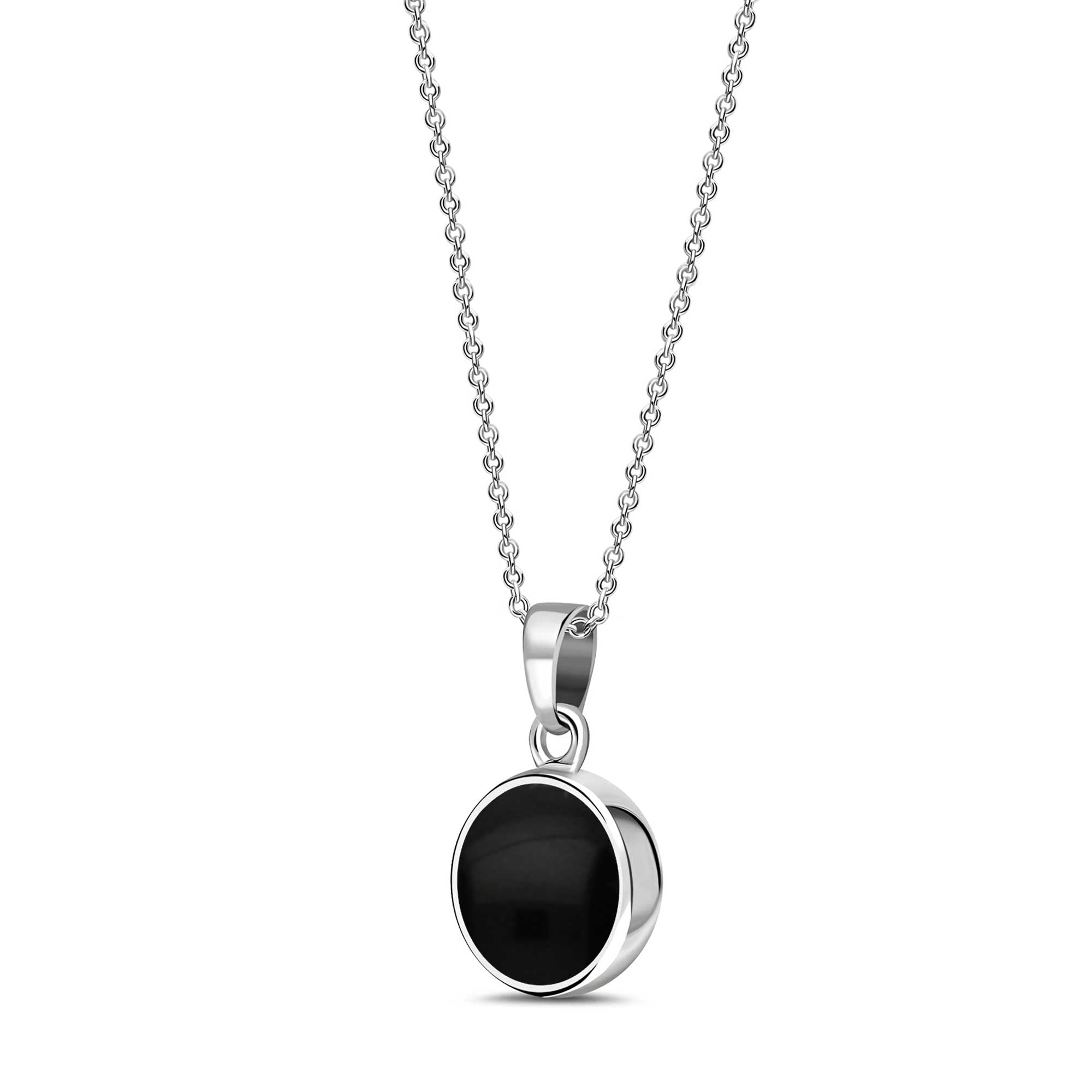 Sterling Silver Whitby Jet Small Round Pendant