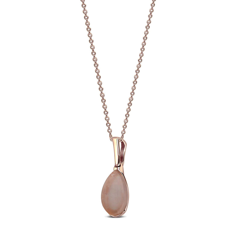 Rose Gold Rose Quartz Teardrop Bar Pendant
