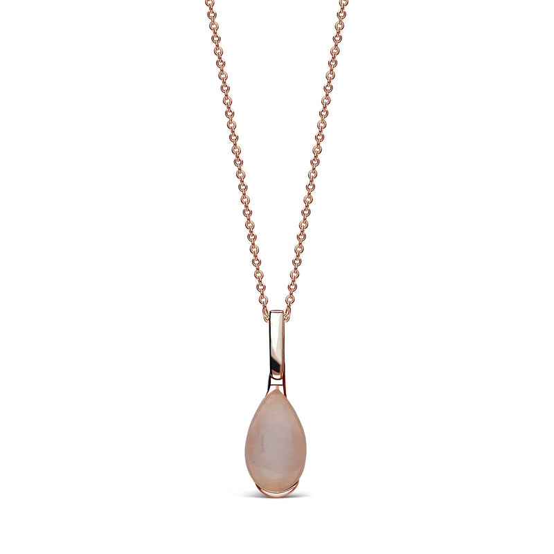 Rose Gold Rose Quartz Teardrop Bar Pendant
