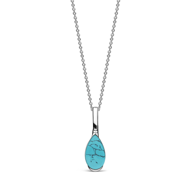 Sterling Silver Turquoise Teardrop Bar Pendant
