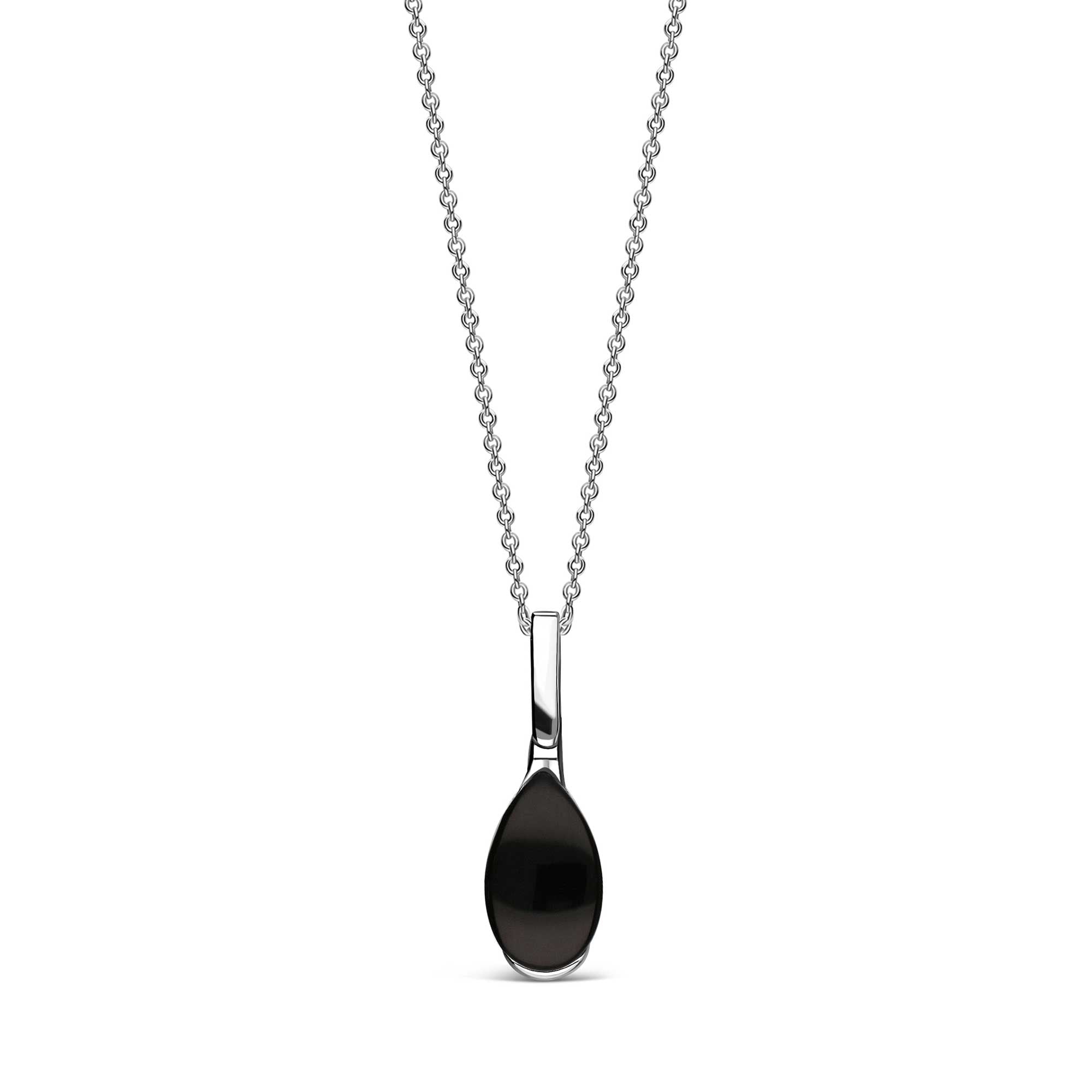 Sterling Silver Whitby Jet Teardrop Bar Pendant