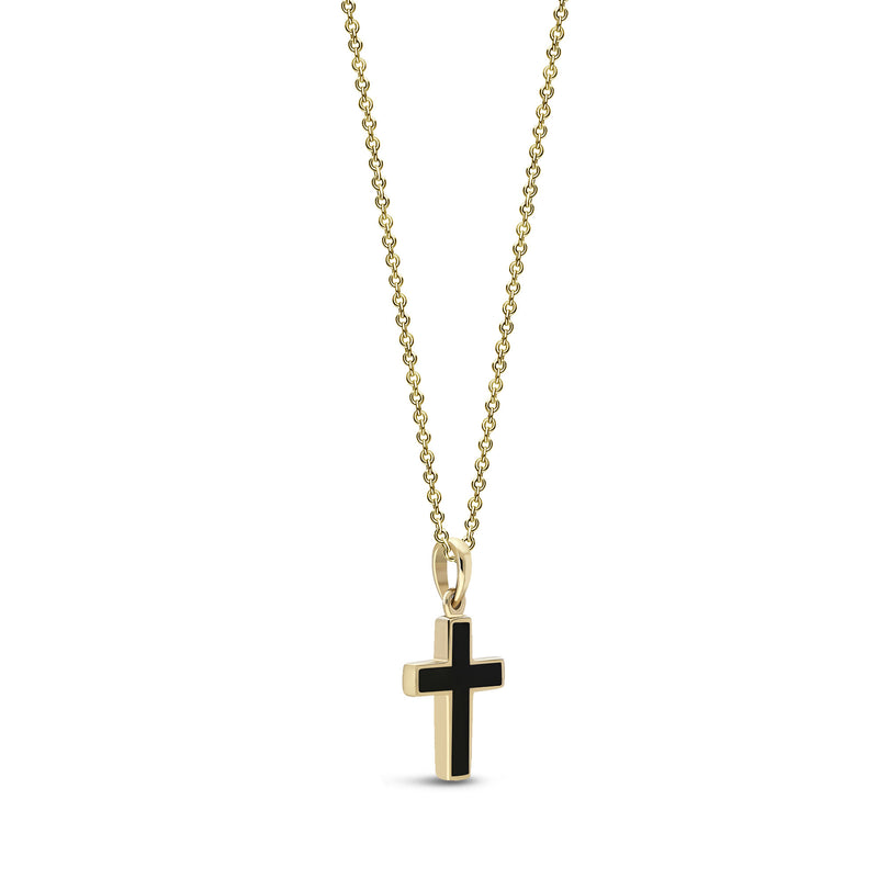 9ct Yellow Gold Whitby Jet Cross Pendant