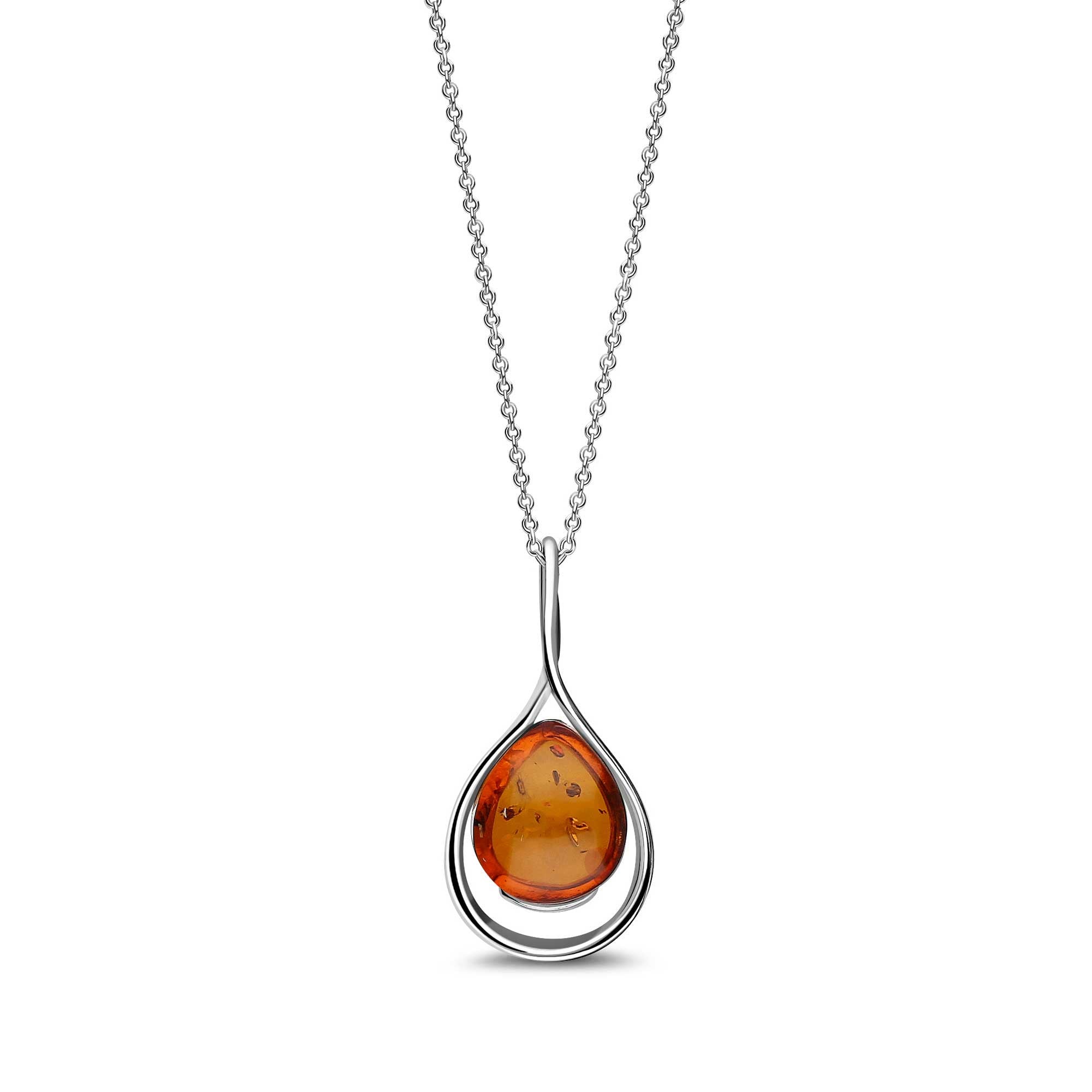 Sterling Silver Amber Small Twist Pendant