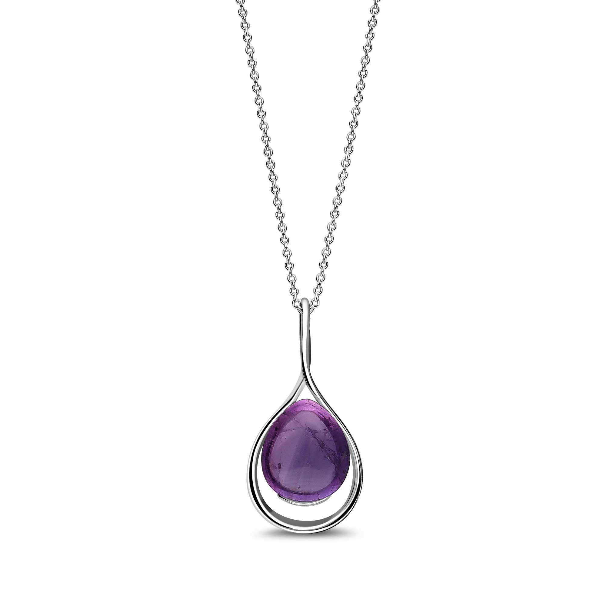 Sterling Silver Amethyst Small Twist Pendant