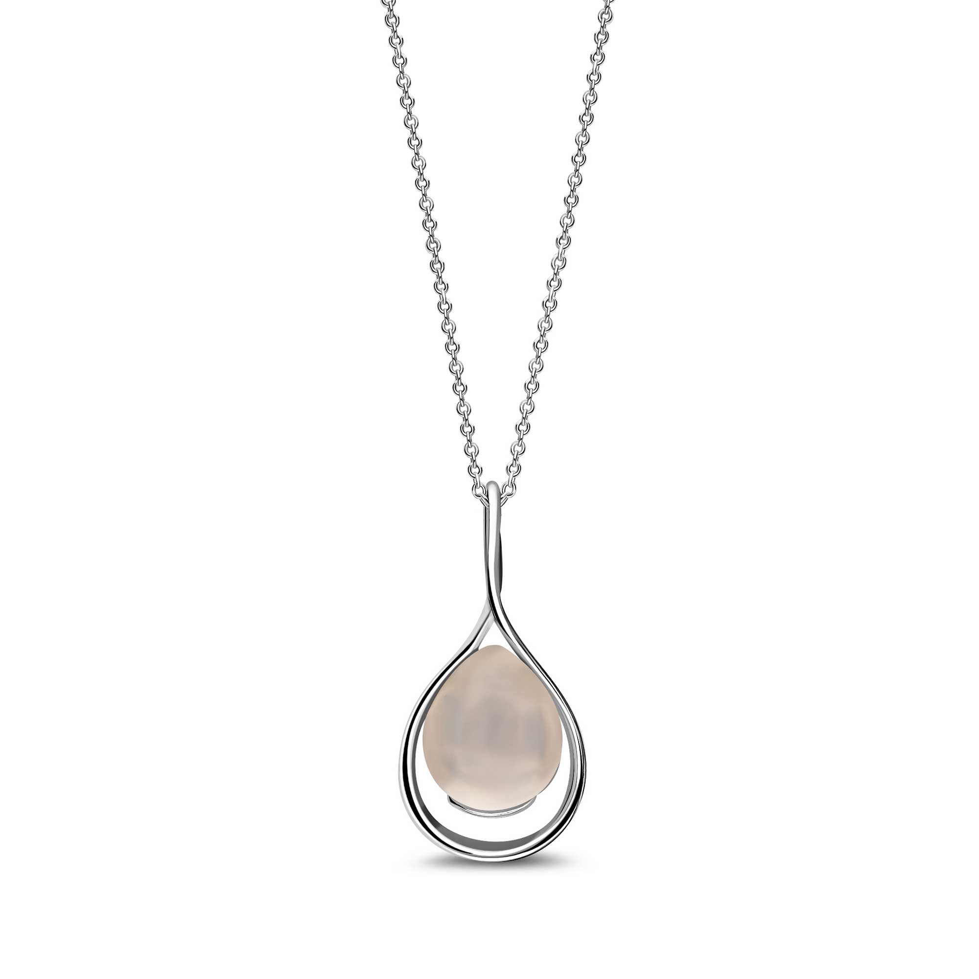 Sterling Silver Rose Quartz Twist Pendant