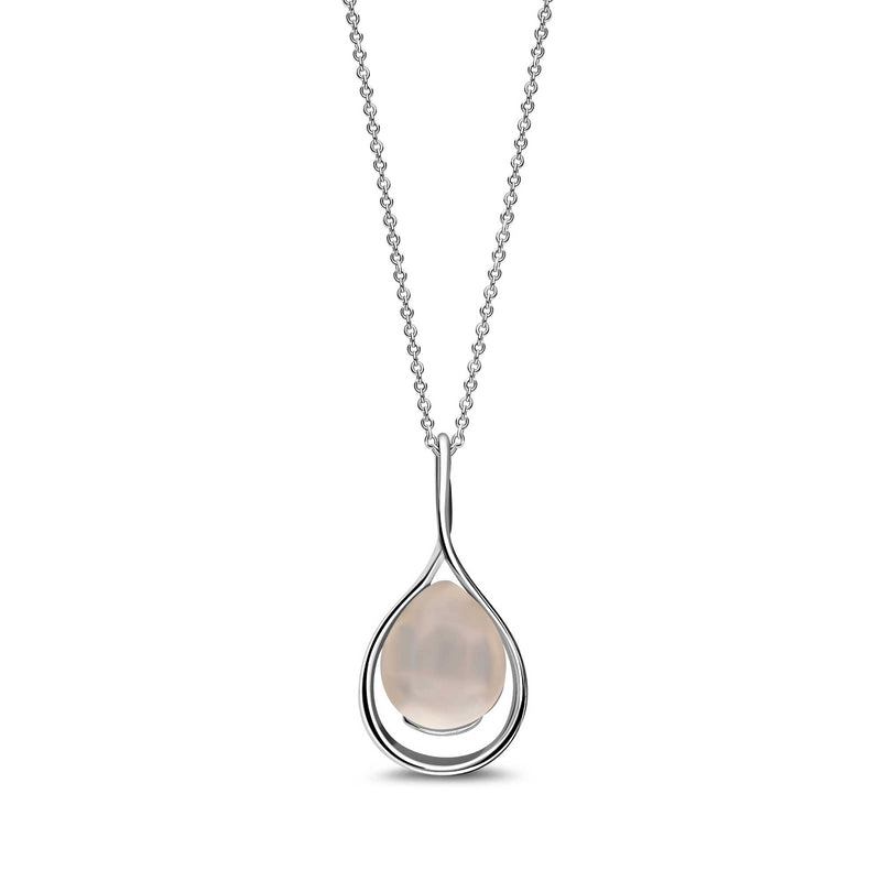 Sterling Silver Rose Quartz Twist Pendant