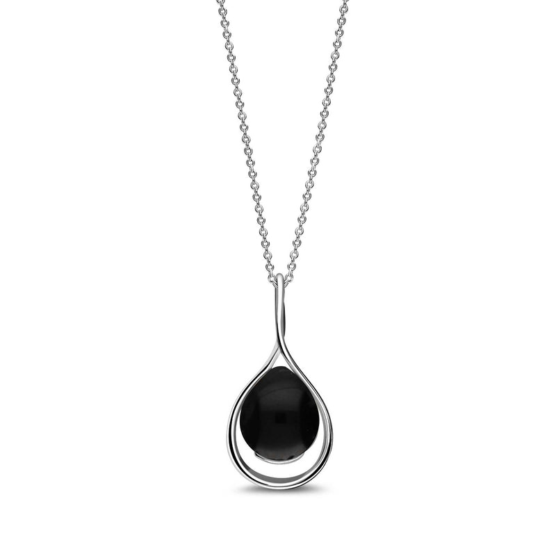 Sterling Silver Whitby Jet Twist Pendant