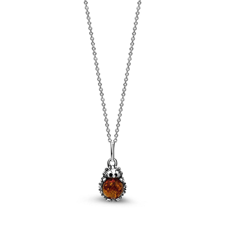 Sterling Silver Amber Hedgehog Pendant