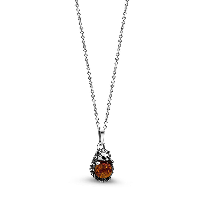 Sterling Silver Amber Hedgehog Pendant