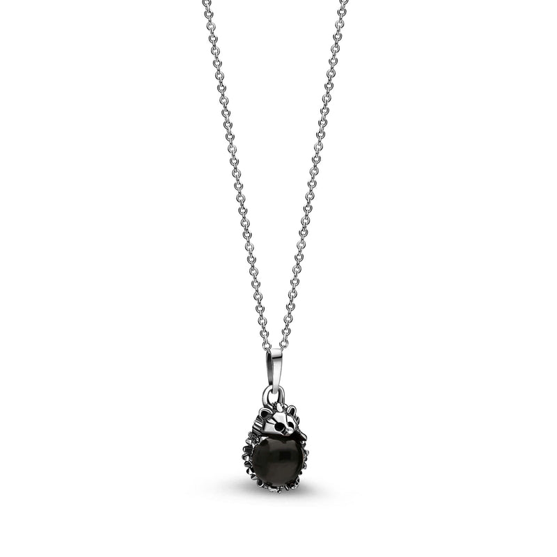 Sterling Silver Whitby Jet Hedgehog Pendant
