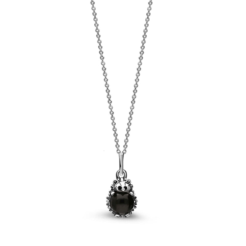 Sterling Silver Whitby Jet Hedgehog Pendant