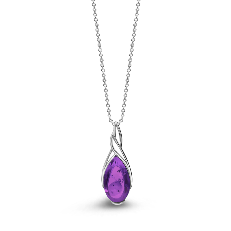 Sterling Silver Amethyst Celtic Drop Pendant