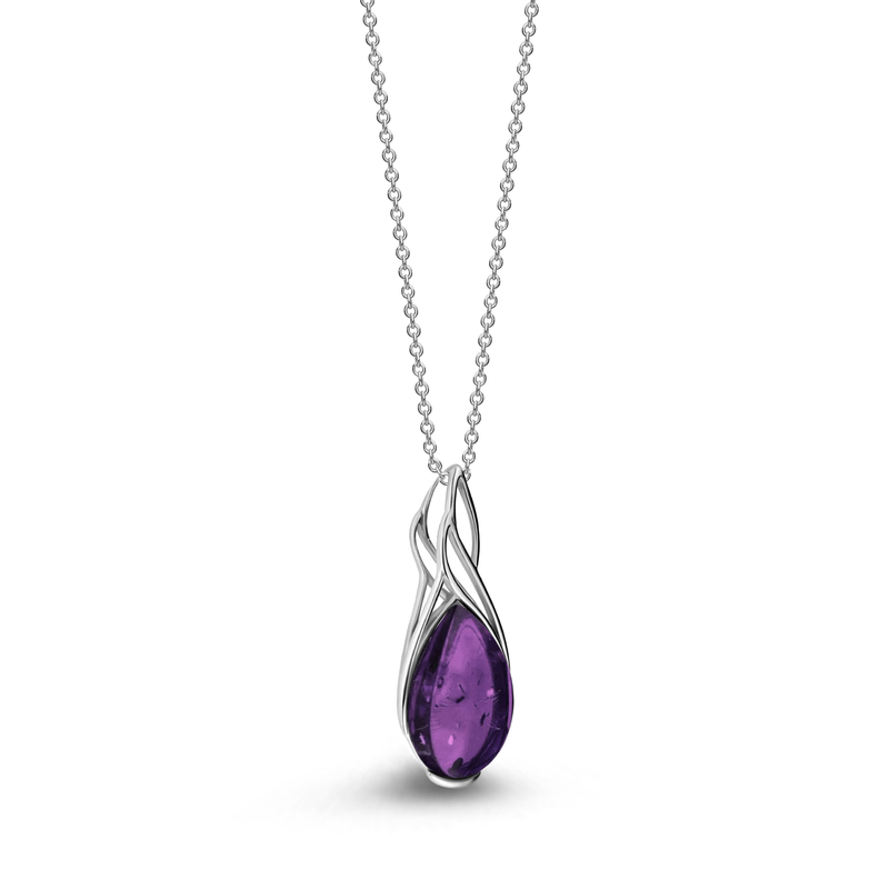 Sterling Silver Amethyst Celtic Drop Pendant