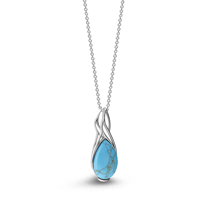 Sterling Silver Turquoise Celtic Drop Pendant