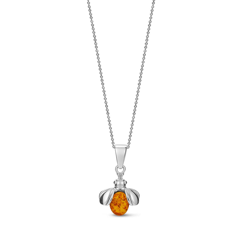 Sterling Silver Amber Ladybird Pendant