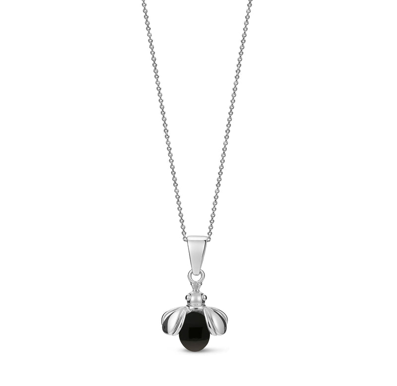 Sterling Silver Whitby Jet Ladybird Pendant