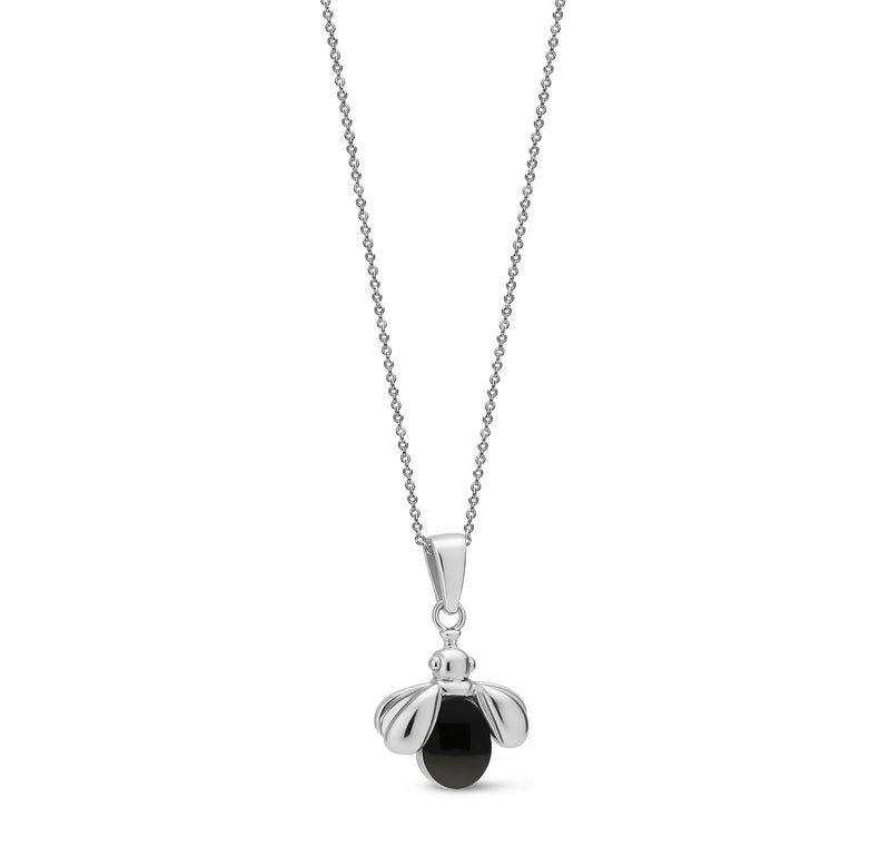 Sterling Silver Whitby Jet Ladybird Pendant