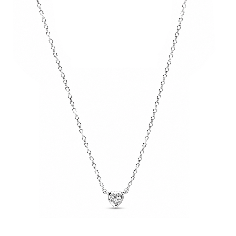 Sterling Silver Mini CZ Heart Necklace