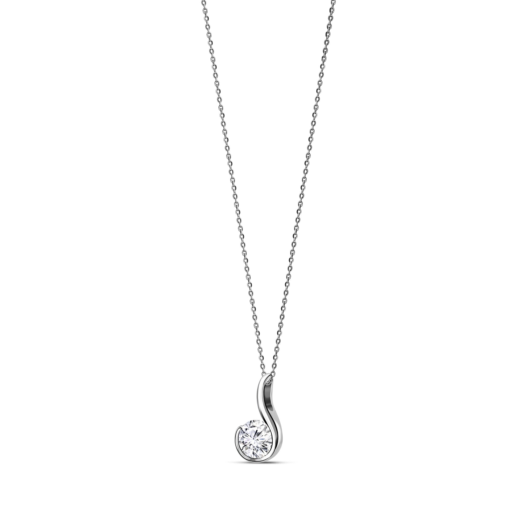 Sterling Silver Cubic Zirconia Elegant Hook Pendant