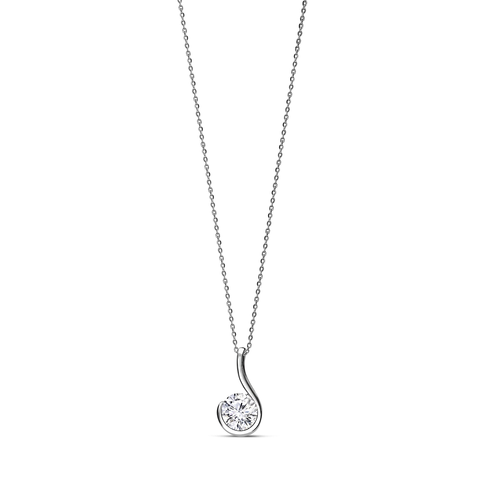 Sterling Silver Cubic Zirconia Elegant Hook Pendant