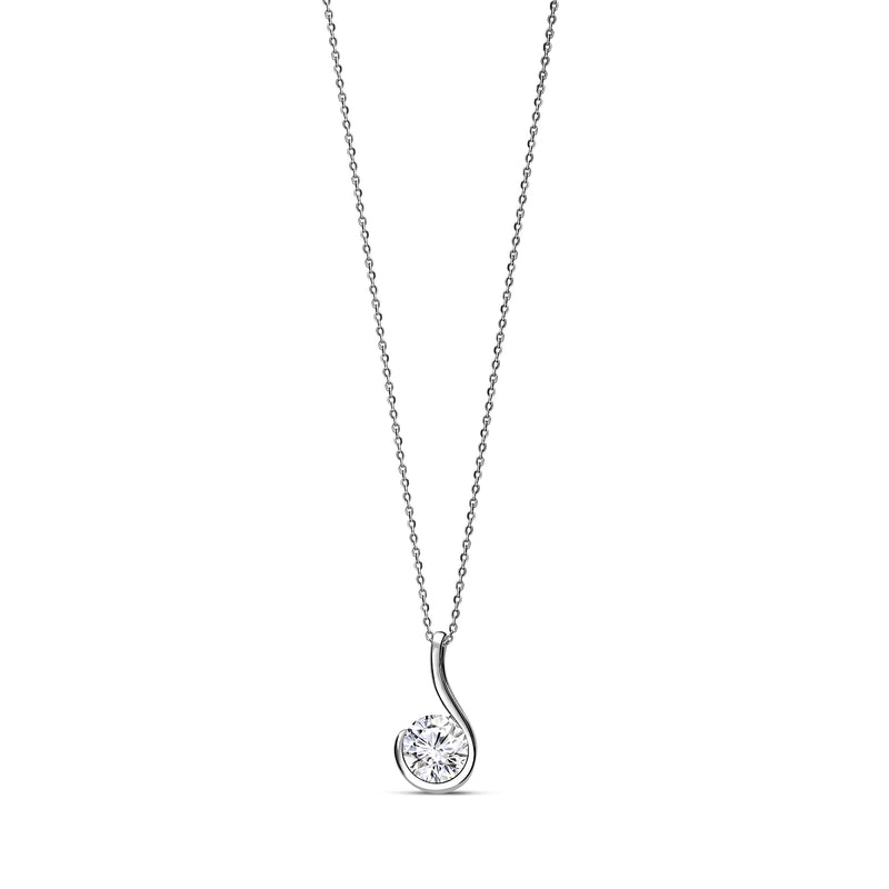 Sterling Silver Cubic Zirconia Elegant Hook Pendant
