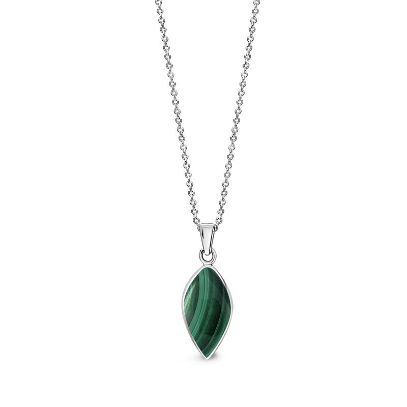 Sterling Silver Malachite Inverted Pear Drop Pendant