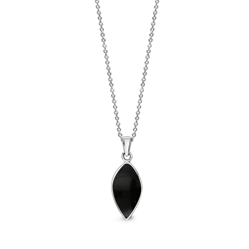 Sterling Silver Whitby Jet Inverted Pear Drop Pendant
