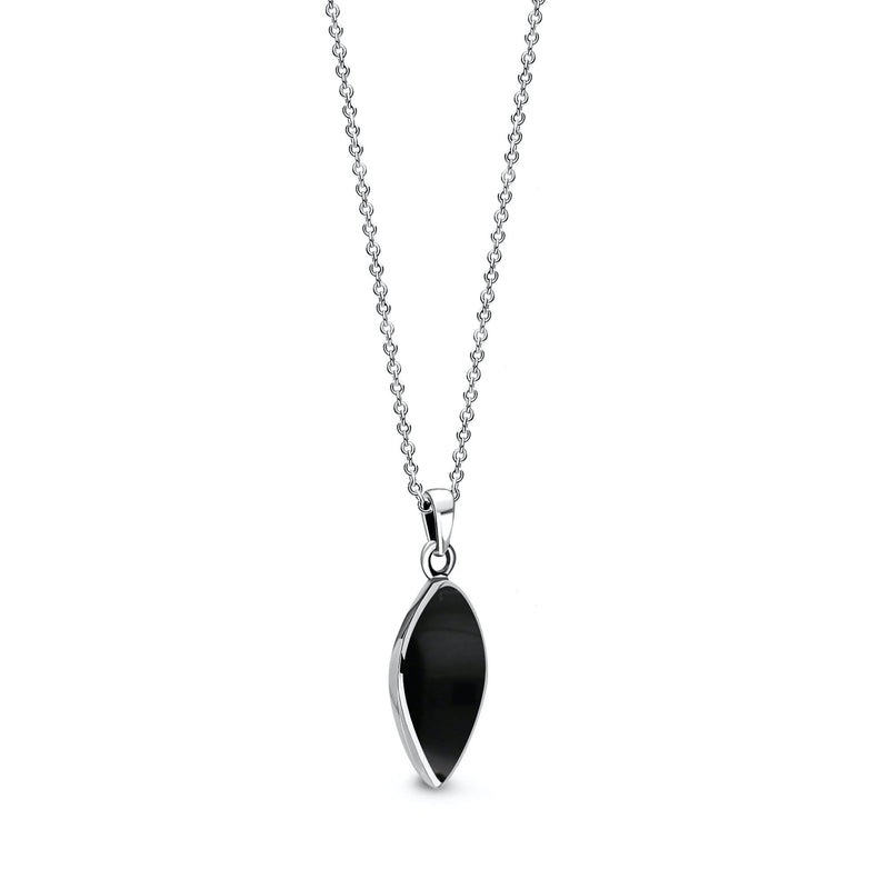 Sterling Silver Whitby Jet Inverted Pear Drop Pendant