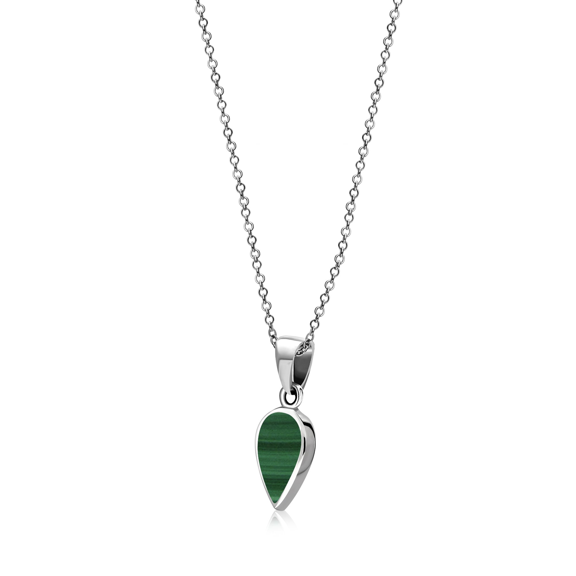 Sterling Silver Malachite Small Pear Drop Pendant