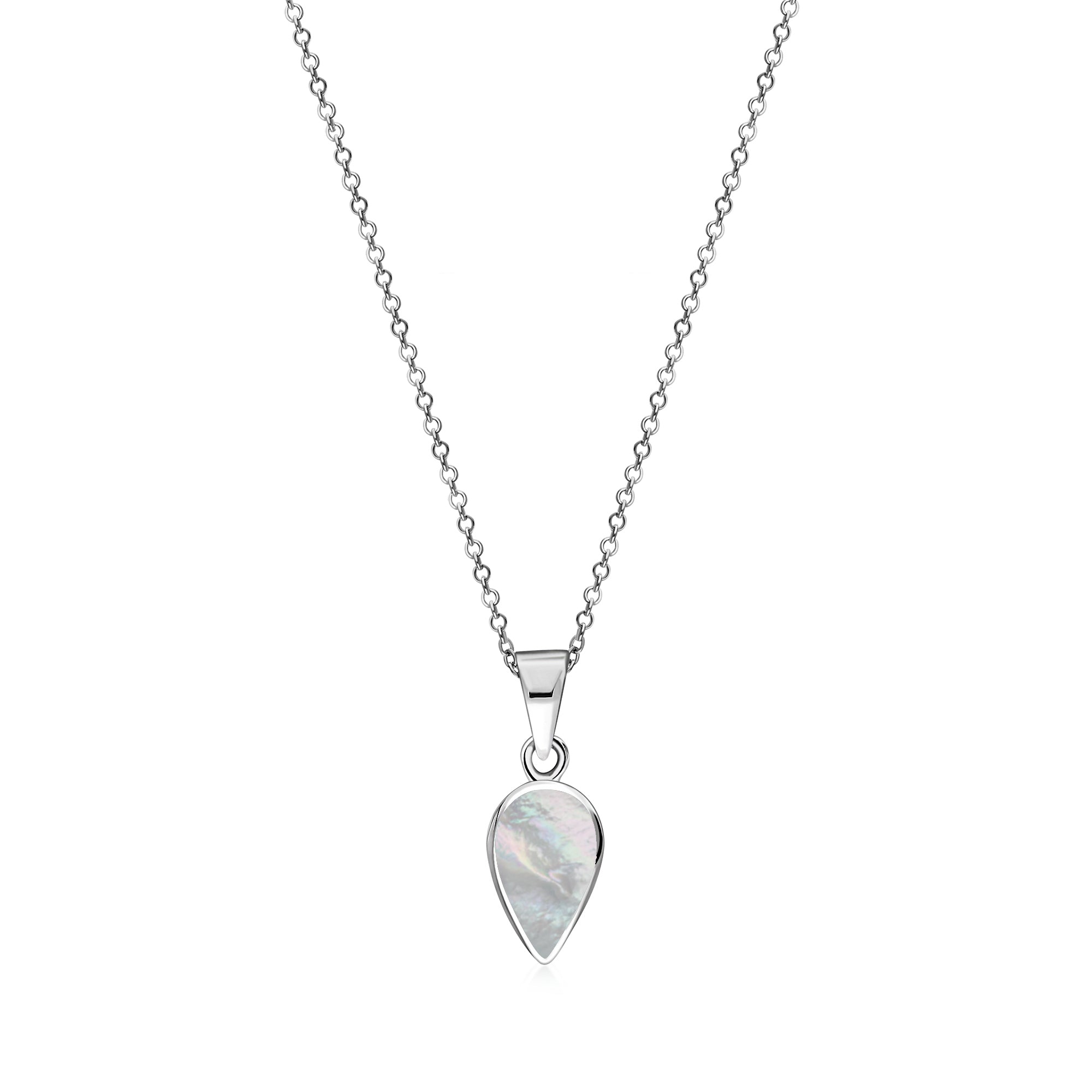 Sterling Silver Mother of Pearl Small Pear Drop Pendant