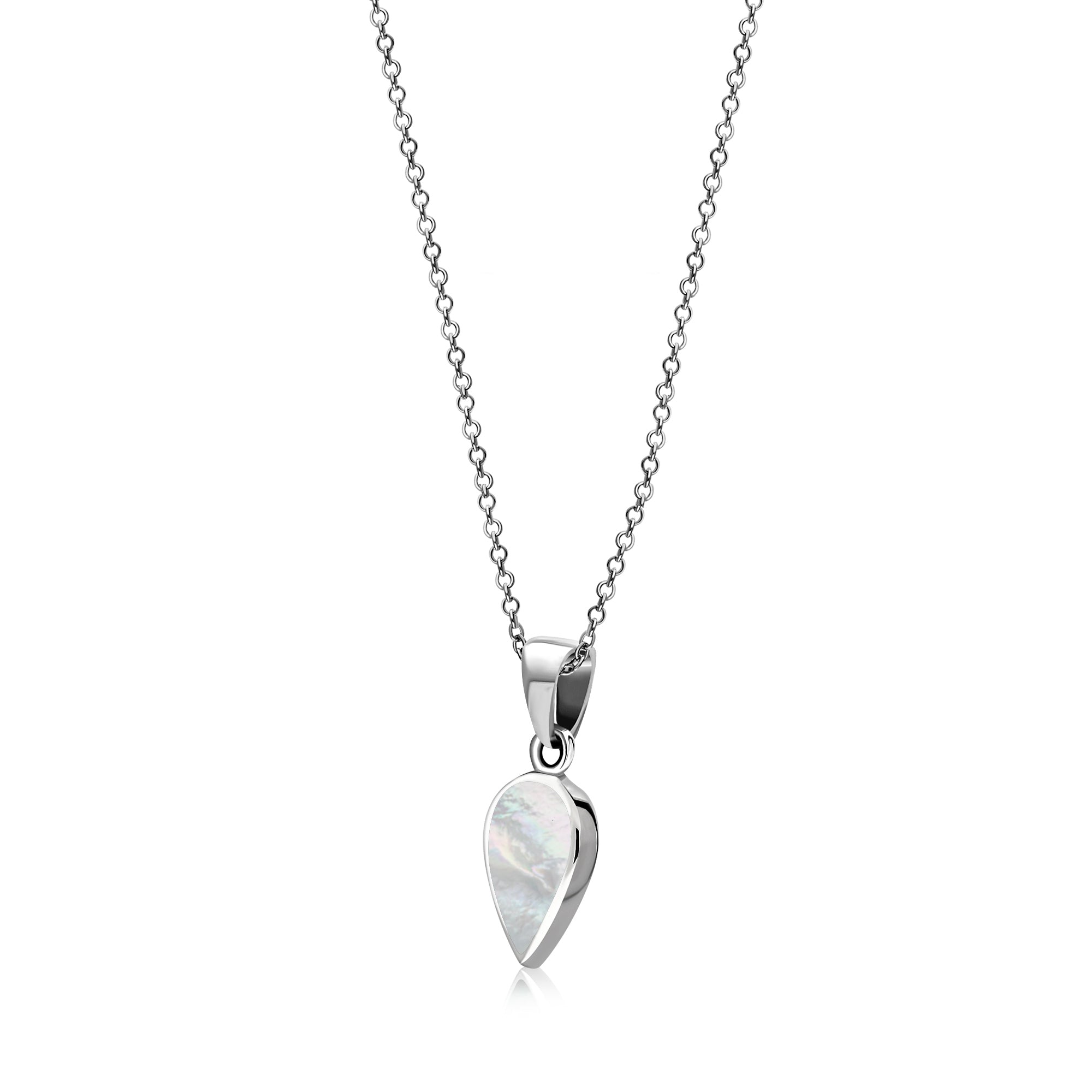 Sterling Silver Mother of Pearl Small Pear Drop Pendant