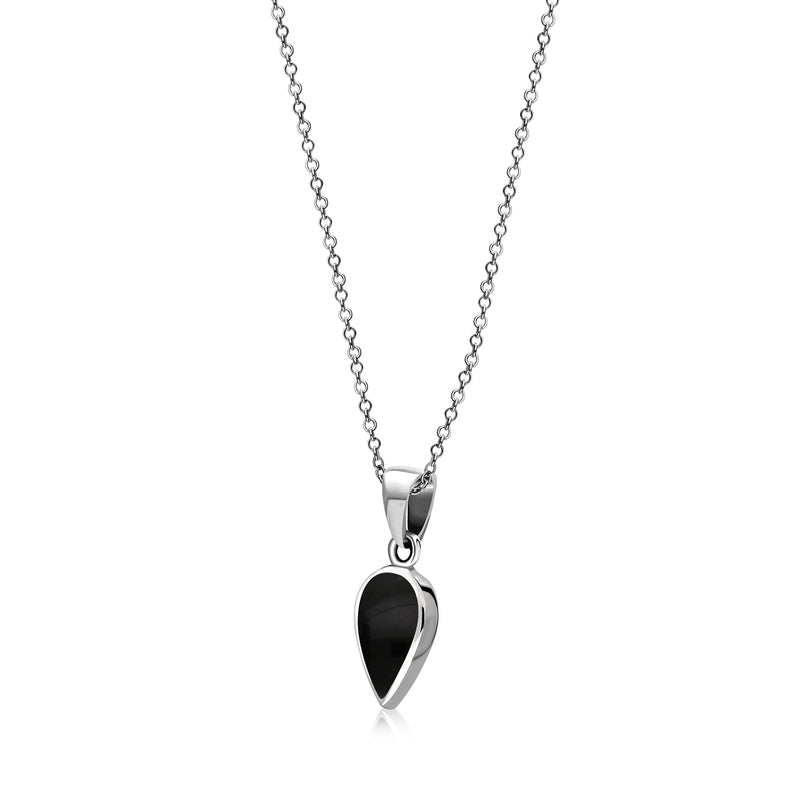 Sterling Silver Whitby Jet Small Pear Drop Pendant