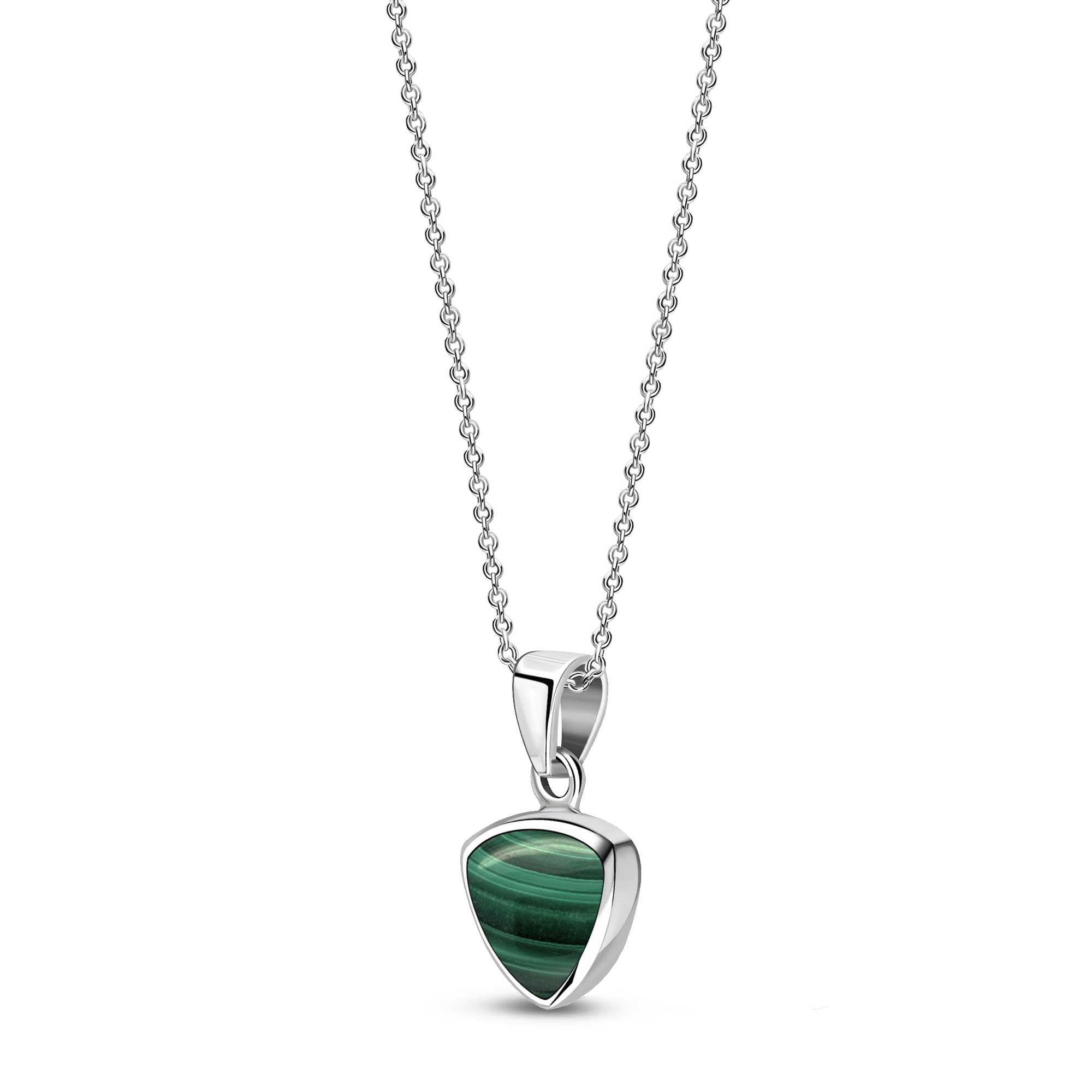 Sterling Silver Malachite Shield Pendant