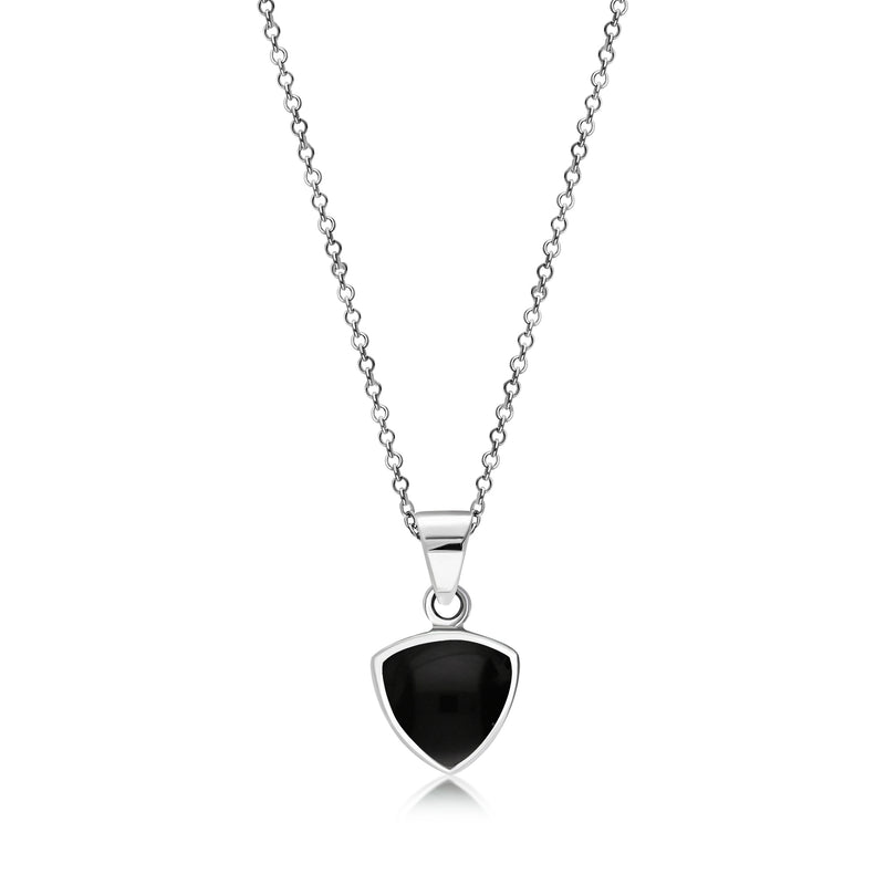 Sterling Silver Whitby Jet Shield Pendant