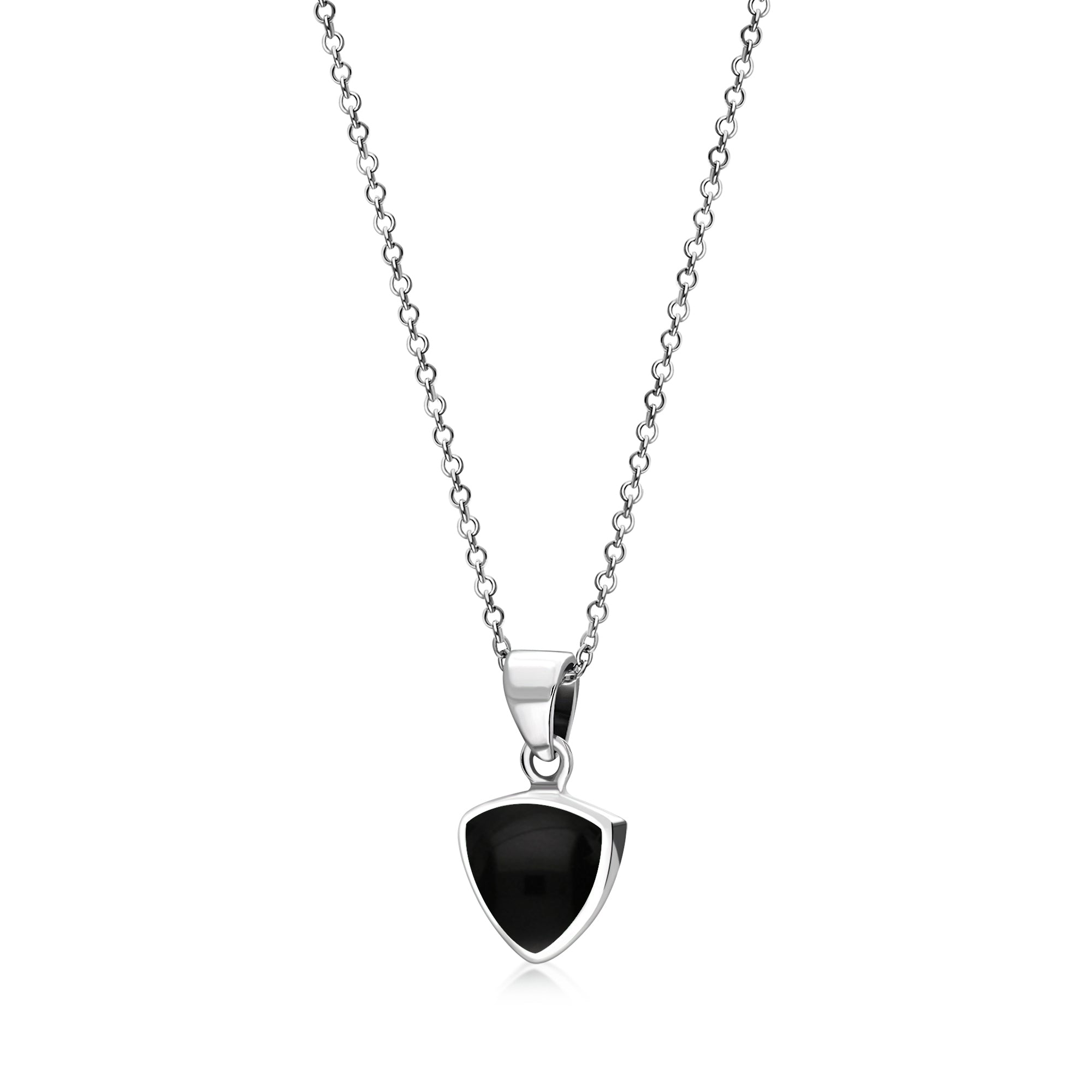 Sterling Silver Whitby Jet Shield Pendant