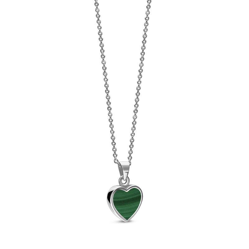 Sterling Silver Malachite Heart Pendant