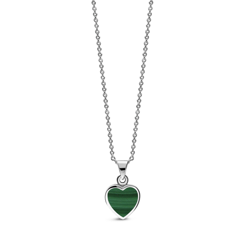 Sterling Silver Malachite Heart Pendant