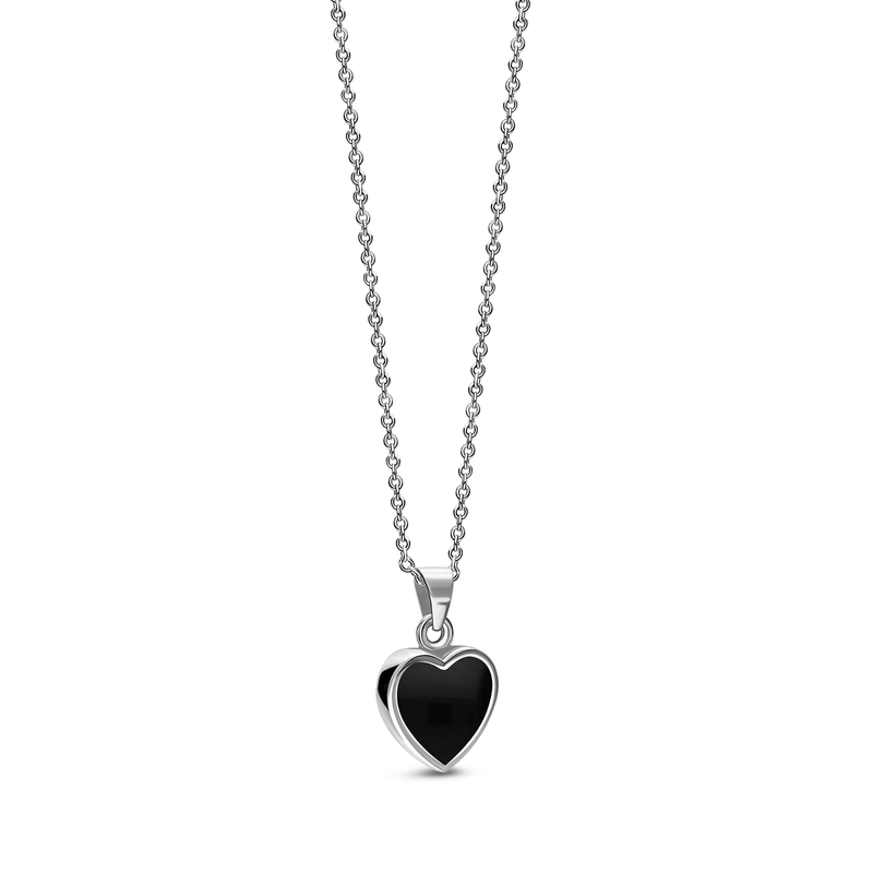 Sterling Silver Whitby Jet Heart Pendant
