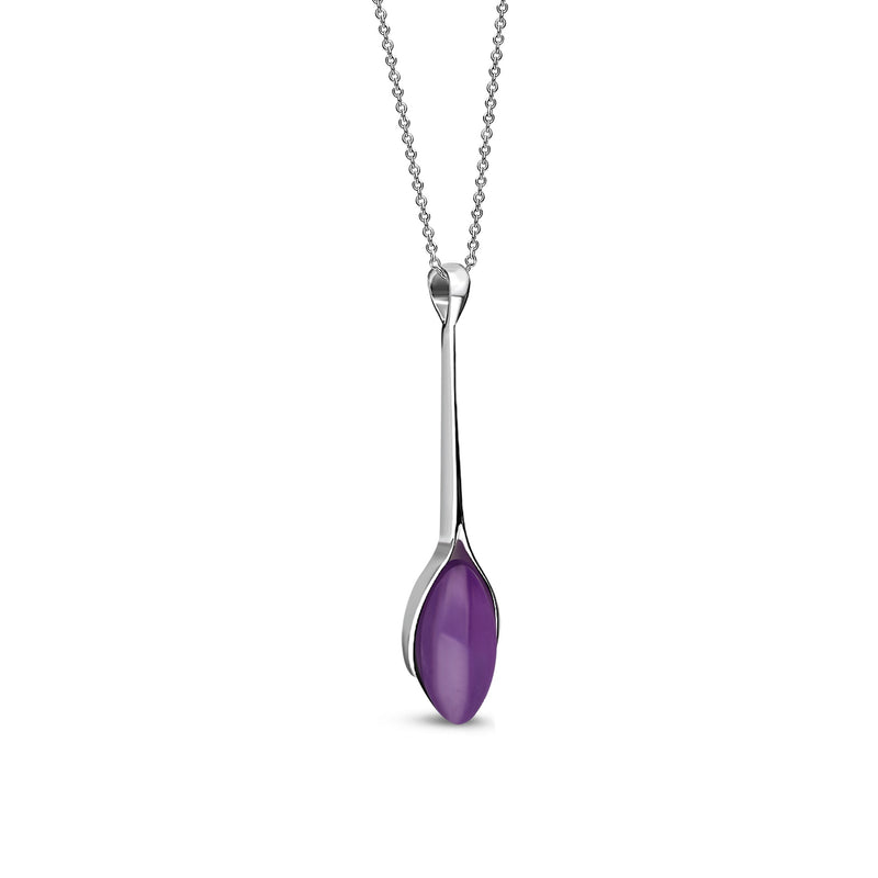 Sterling Silver Amethyst Long Drop Marquise Pendant