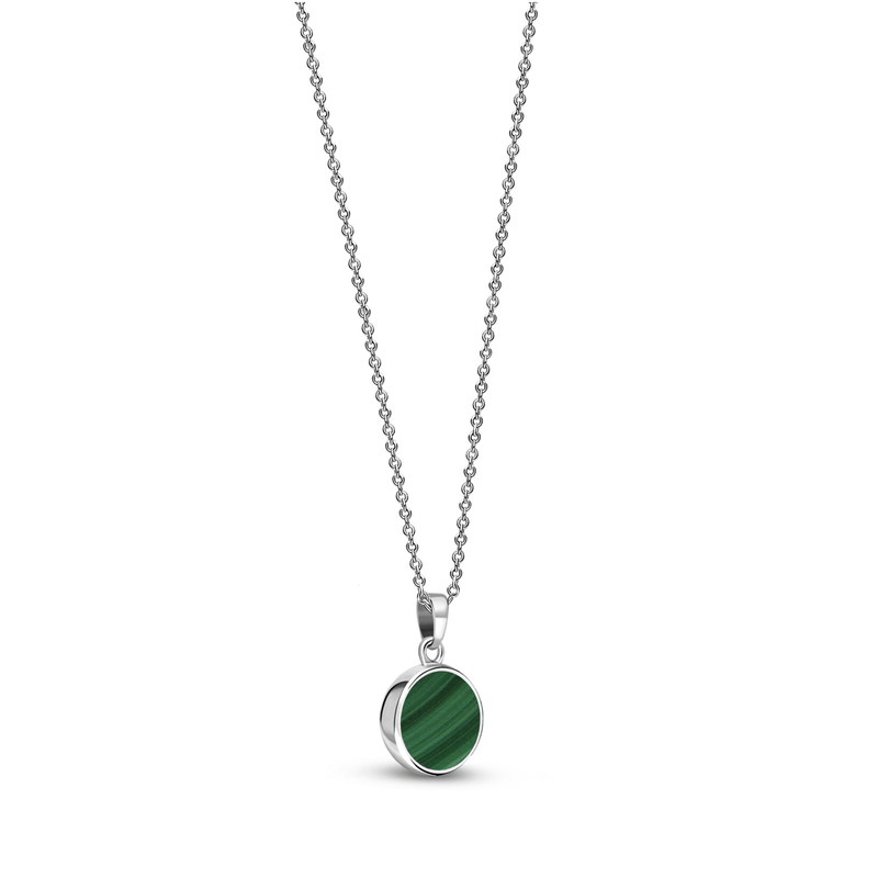 Sterling Silver Small Round Malachite Pendant