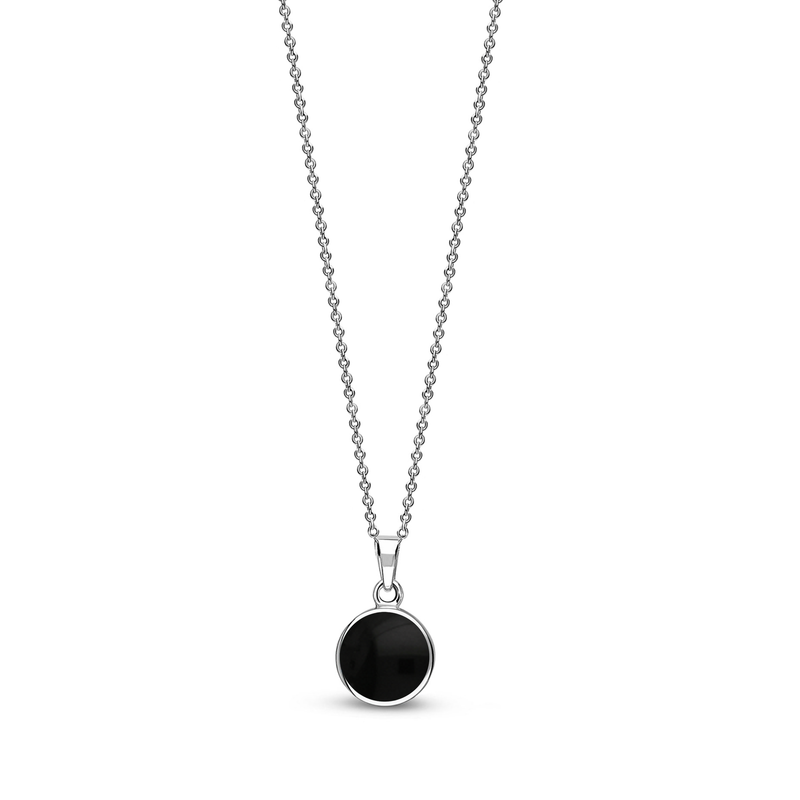 Sterling Silver Whitby Jet Small Round Pendant