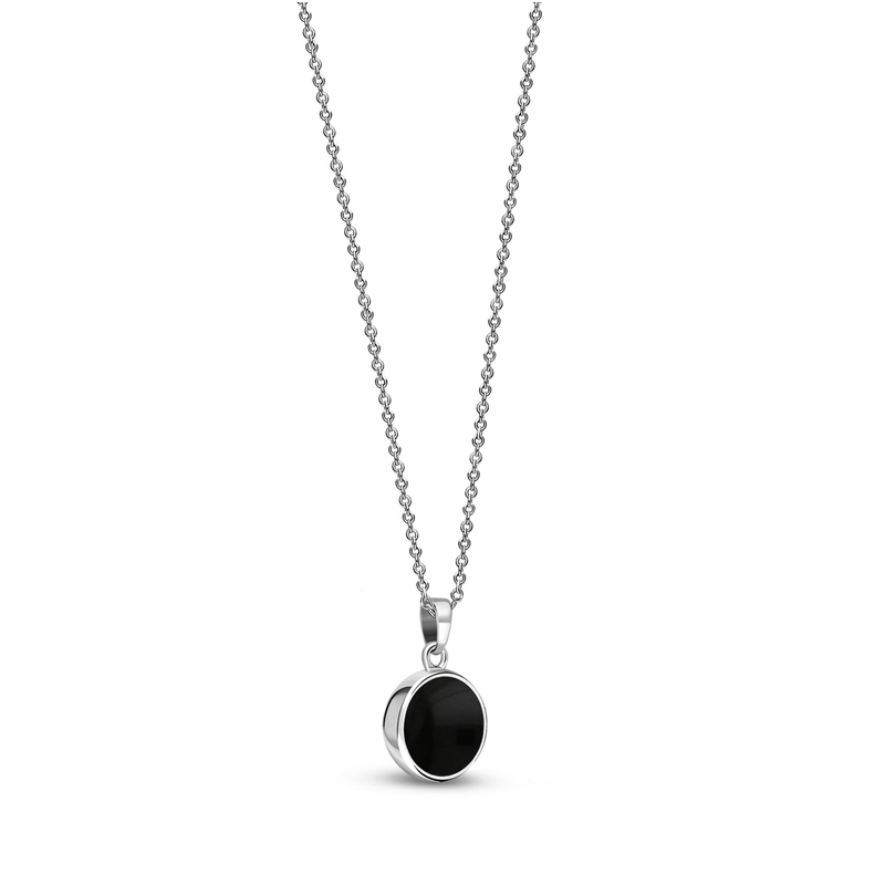 Sterling Silver Whitby Jet Small Round Pendant