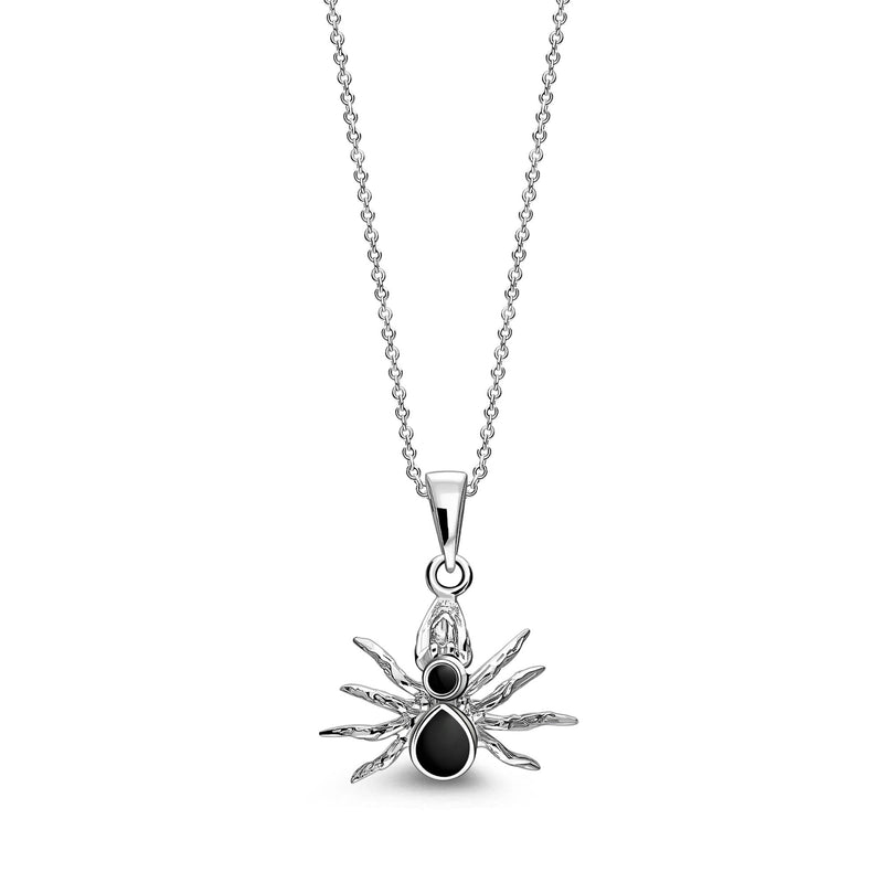 Sterling Silver Whitby Jet Detailed Spider Pendant