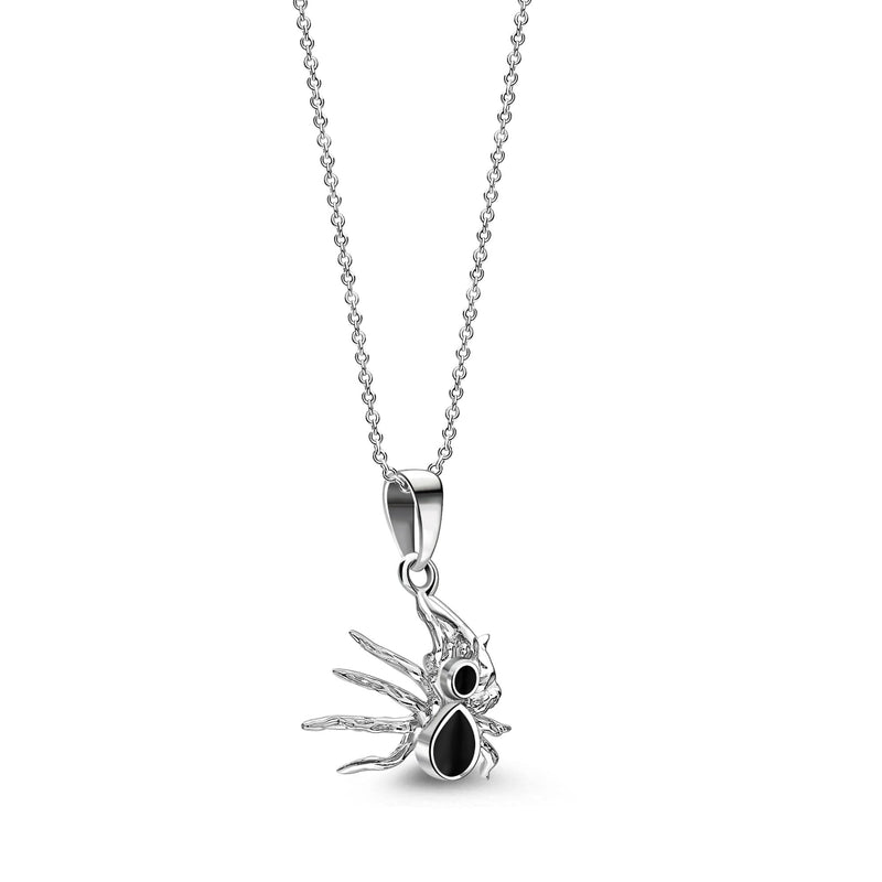 Sterling Silver Whitby Jet Detailed Spider Pendant